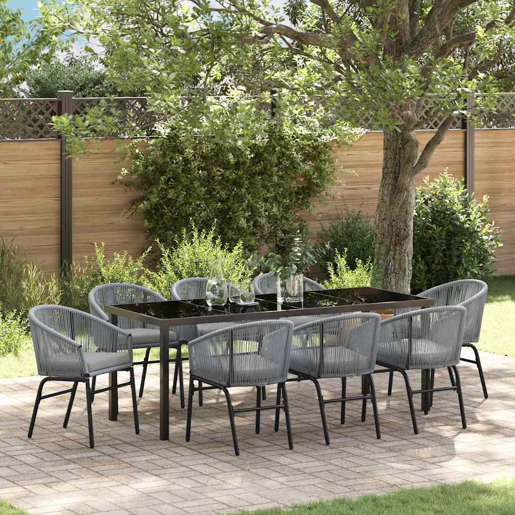Tuin eettafelset 9 pcs Antraciet Gepoedercoat staal – afbeelding 1