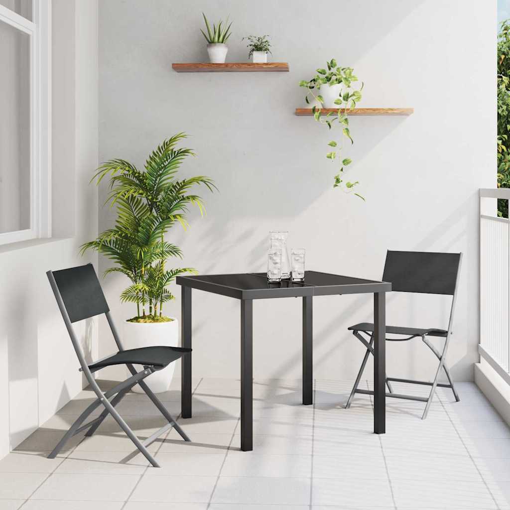 Tuin eettafelset 3 pcs Zwart Gepoedercoat staal – afbeelding 1