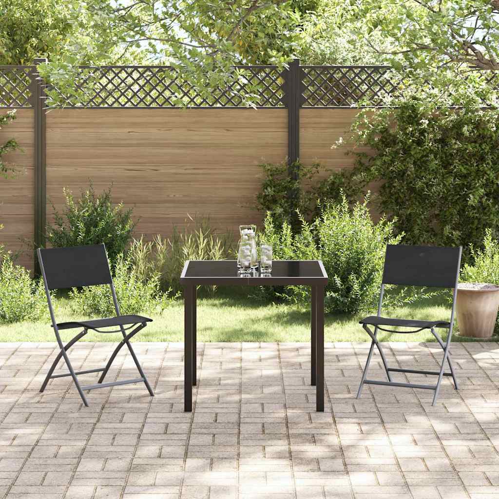 Tuin eettafelset 3 pcs Zwart Gepoedercoat staal – afbeelding 4