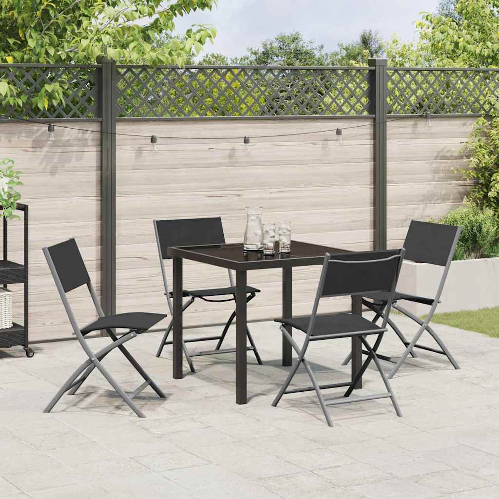 Tuin eettafelset 5 pcs Zwart Gepoedercoat staal – afbeelding 4