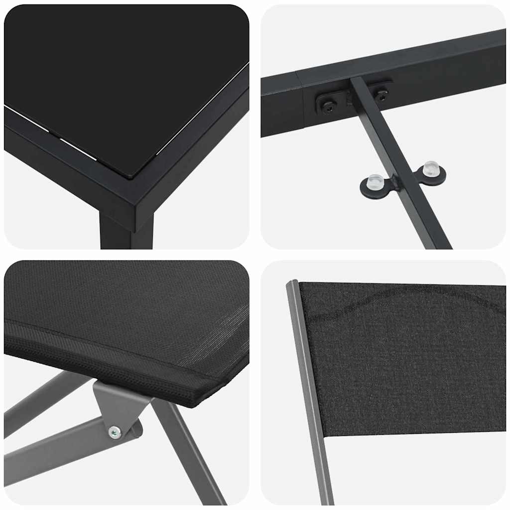 Tuin eettafelset 5 pcs Zwart Gepoedercoat staal – afbeelding 9