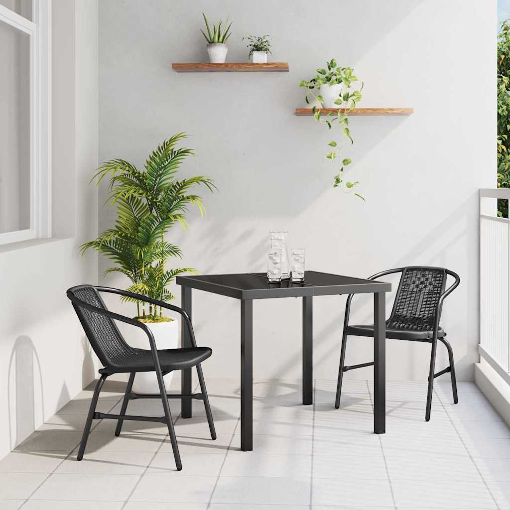 Tuin eettafelset 3 pcs Zwart Gepoedercoat staal – afbeelding 1