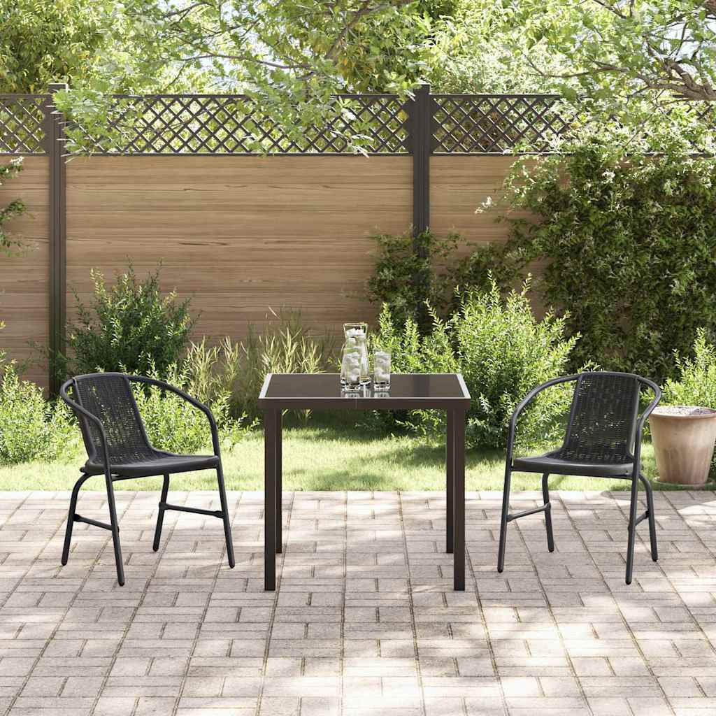 Tuin eettafelset 3 pcs Zwart Gepoedercoat staal – afbeelding 4