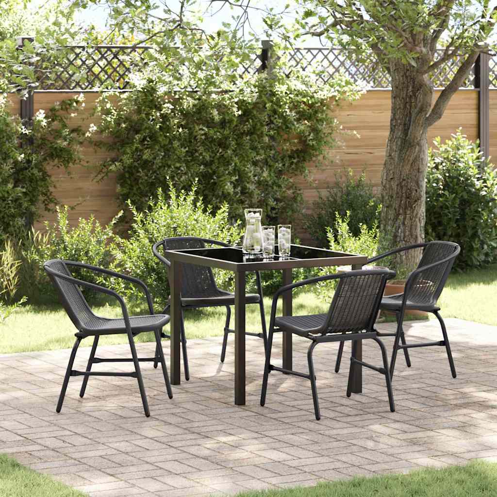 Tuin eettafelset 5 pcs Zwart Gepoedercoat staal – afbeelding 1
