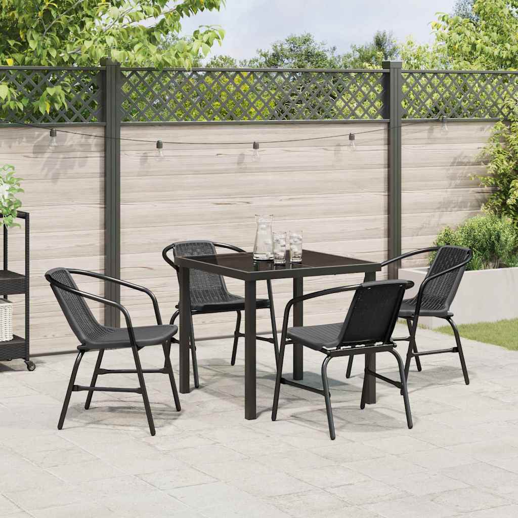 Tuin eettafelset 5 pcs Zwart Gepoedercoat staal – afbeelding 4