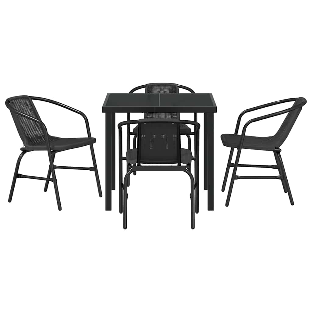 Tuin eettafelset 5 pcs Zwart Gepoedercoat staal – afbeelding 7