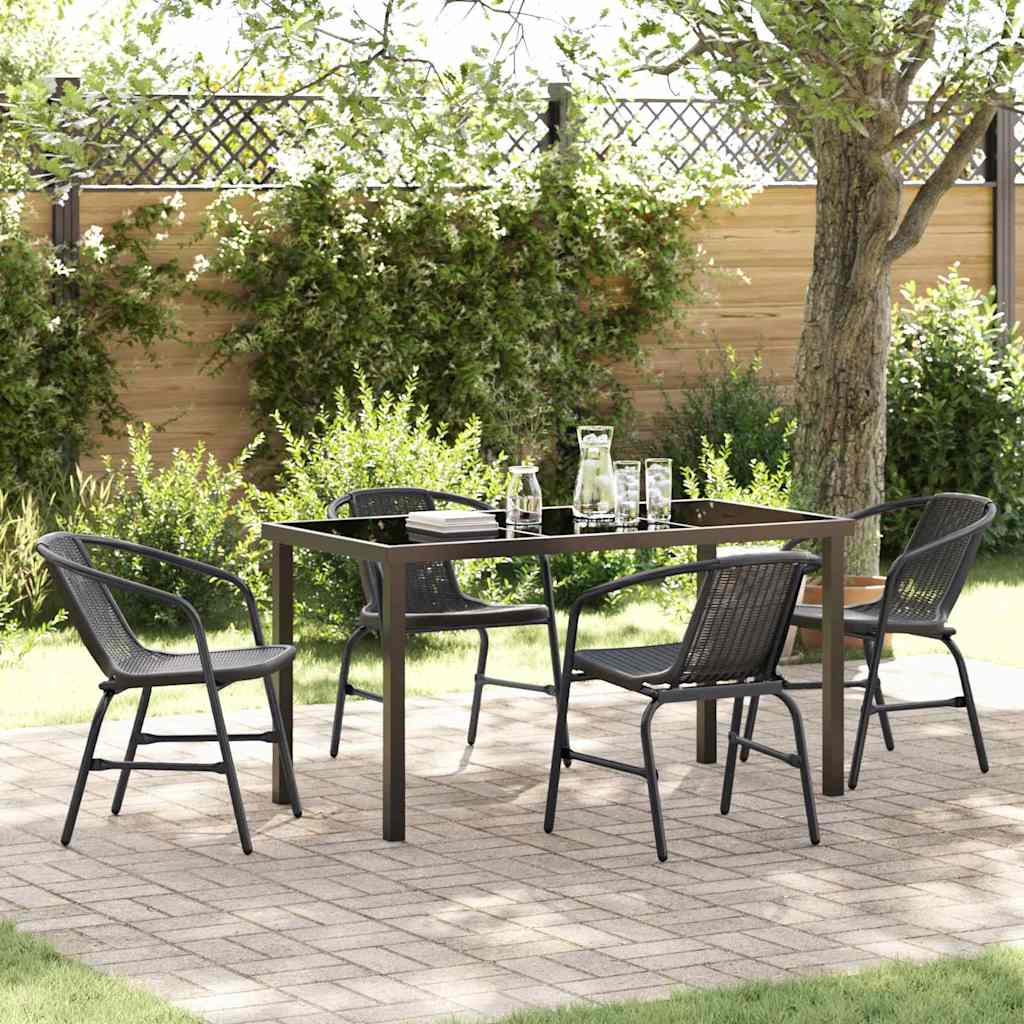 Tuin eettafelset 5 pcs Zwart Gepoedercoat staal – afbeelding 1