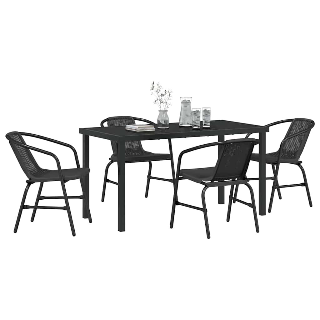 Tuin eettafelset 5 pcs Zwart Gepoedercoat staal – afbeelding 3