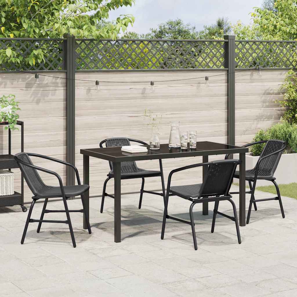 Tuin eettafelset 5 pcs Zwart Gepoedercoat staal – afbeelding 4