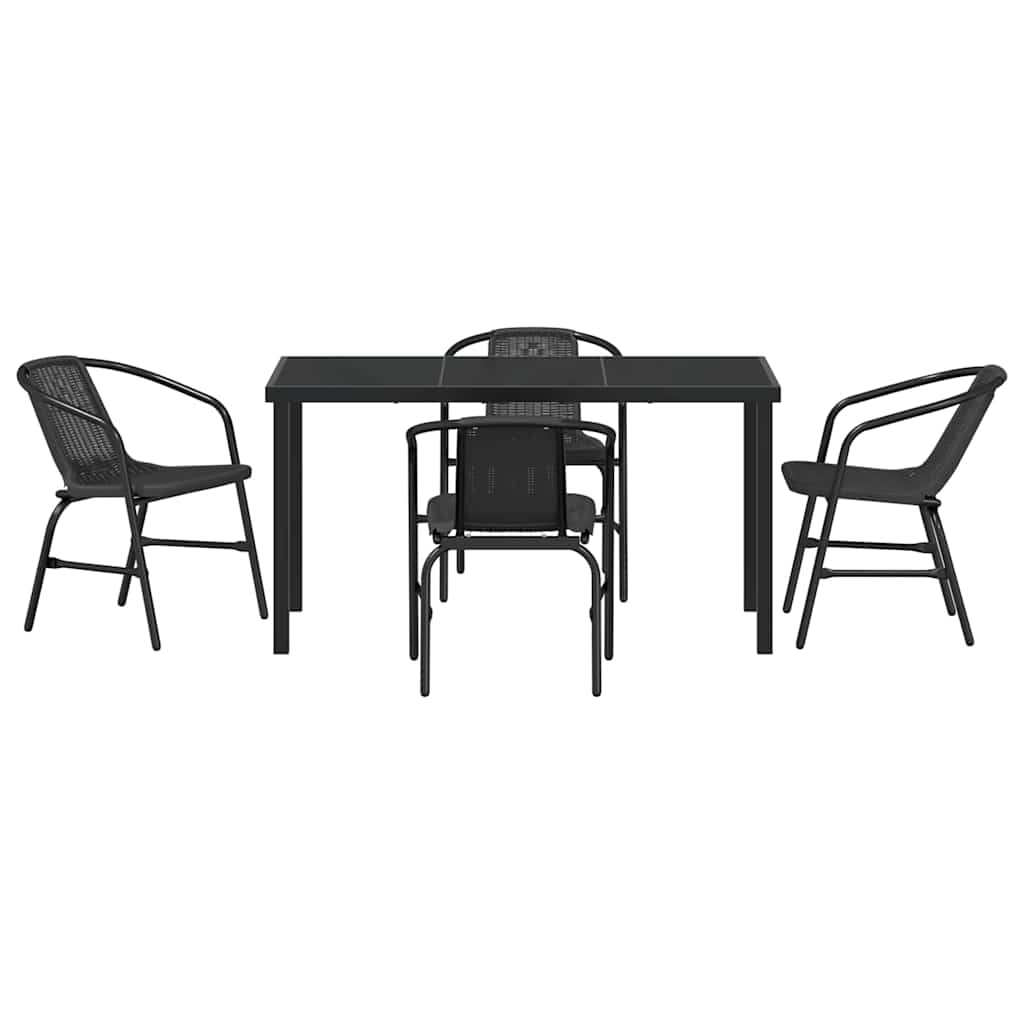 Tuin eettafelset 5 pcs Zwart Gepoedercoat staal – afbeelding 7