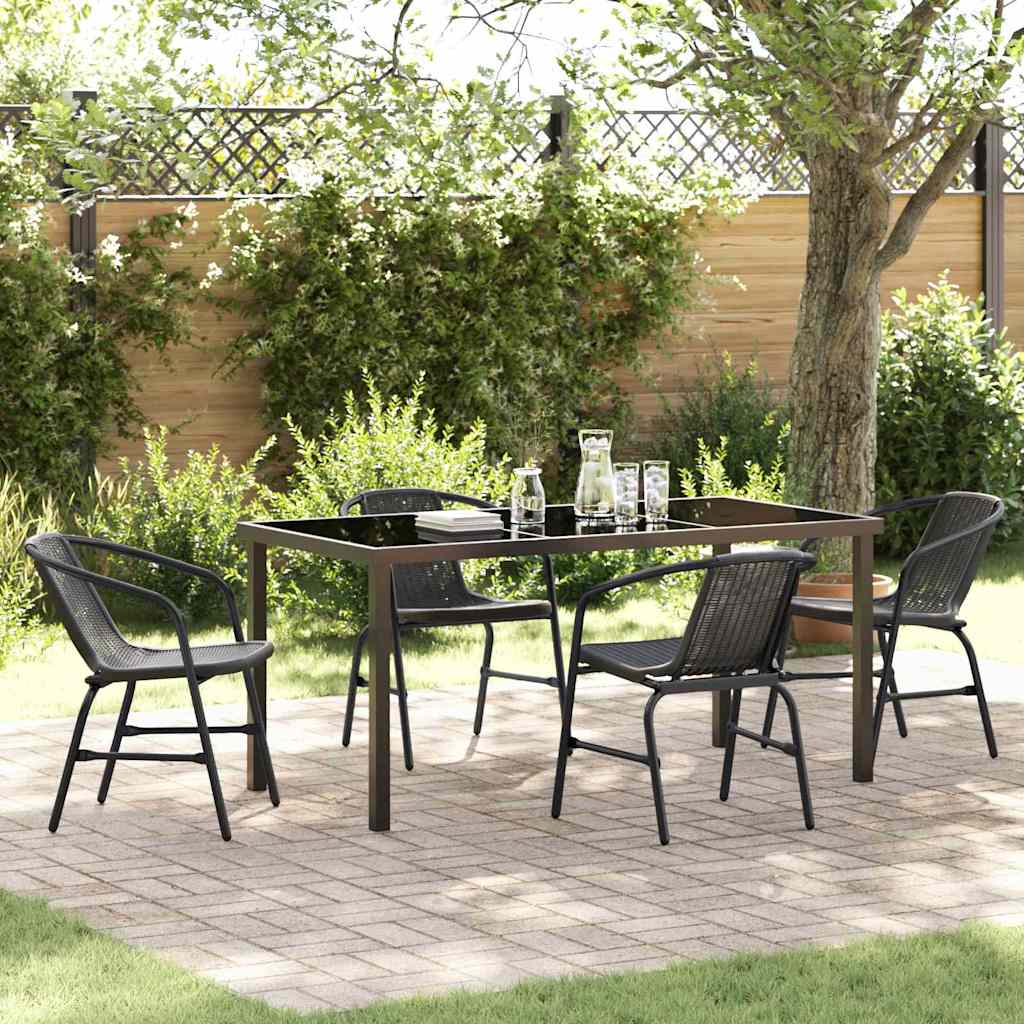 Tuin eettafelset 5 pcs Zwart Gepoedercoat staal – afbeelding 1