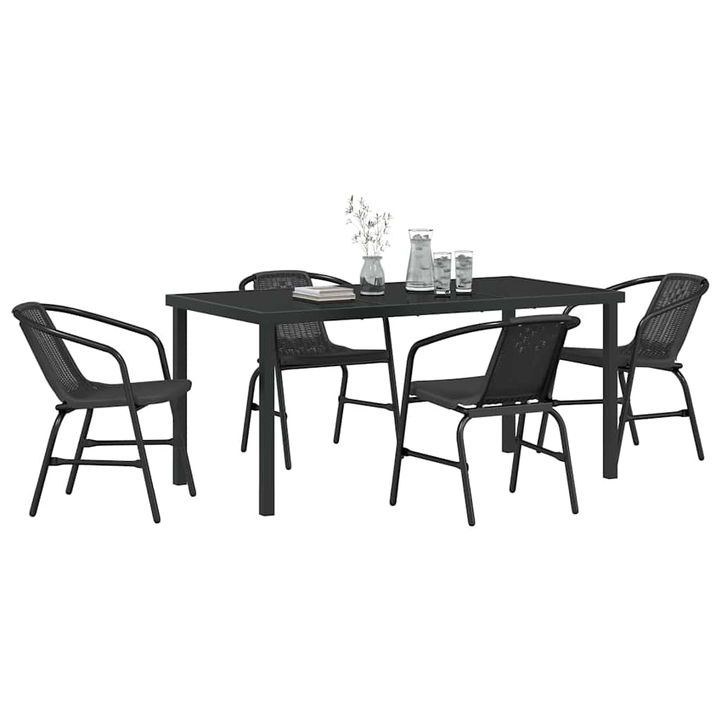 Tuin eettafelset 5 pcs Zwart Gepoedercoat staal – afbeelding 3