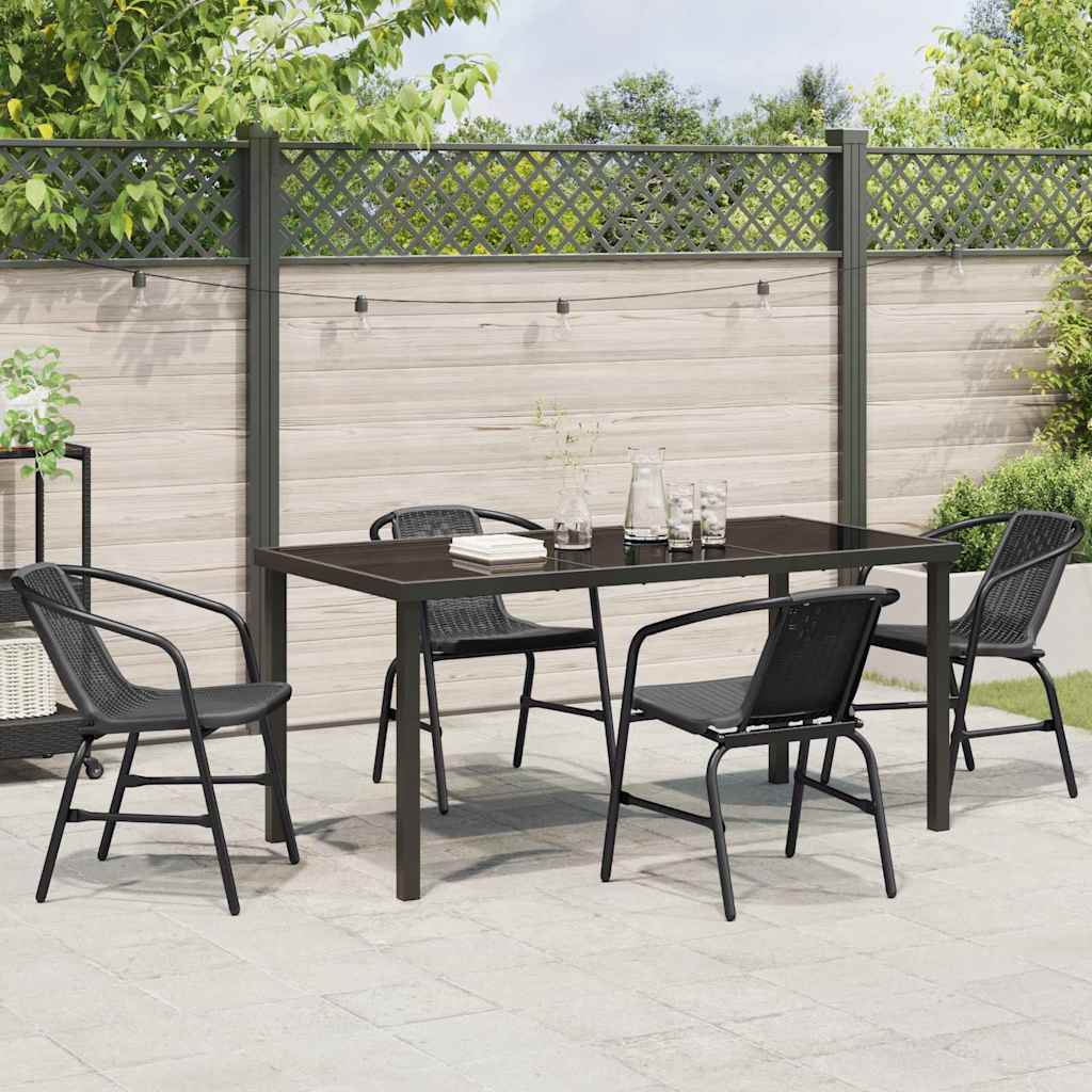 Tuin eettafelset 5 pcs Zwart Gepoedercoat staal – afbeelding 4