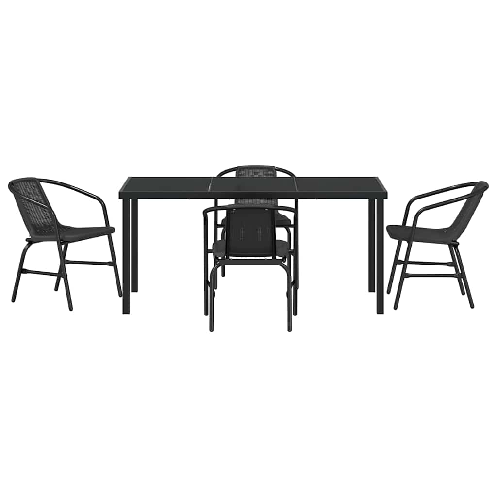 Tuin eettafelset 5 pcs Zwart Gepoedercoat staal – afbeelding 7