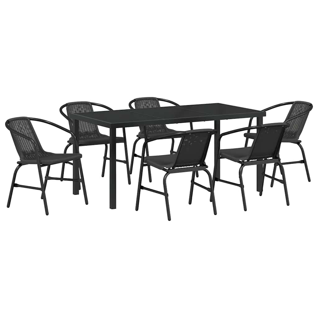 Tuin eettafelset 7 pcs Zwart Gepoedercoat staal – afbeelding 2
