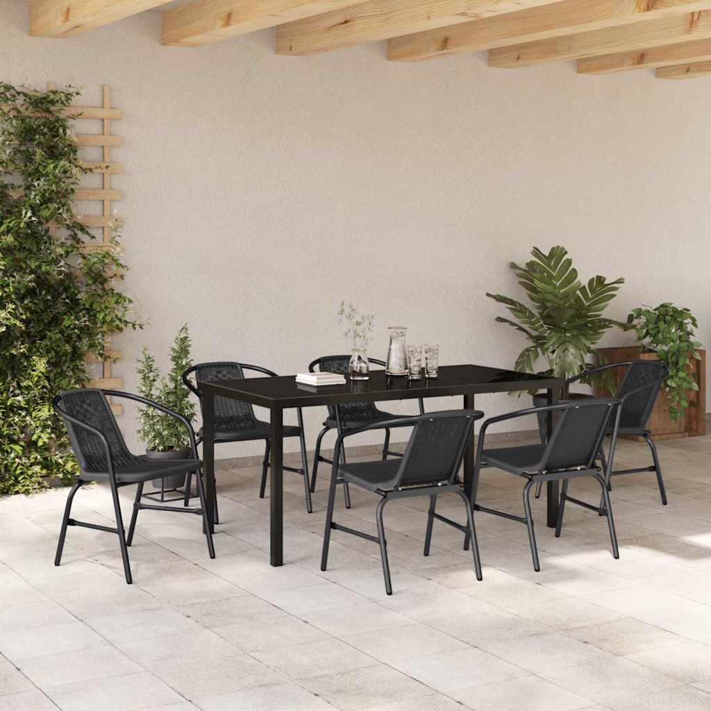 Tuin eettafelset 7 pcs Zwart Gepoedercoat staal – afbeelding 4