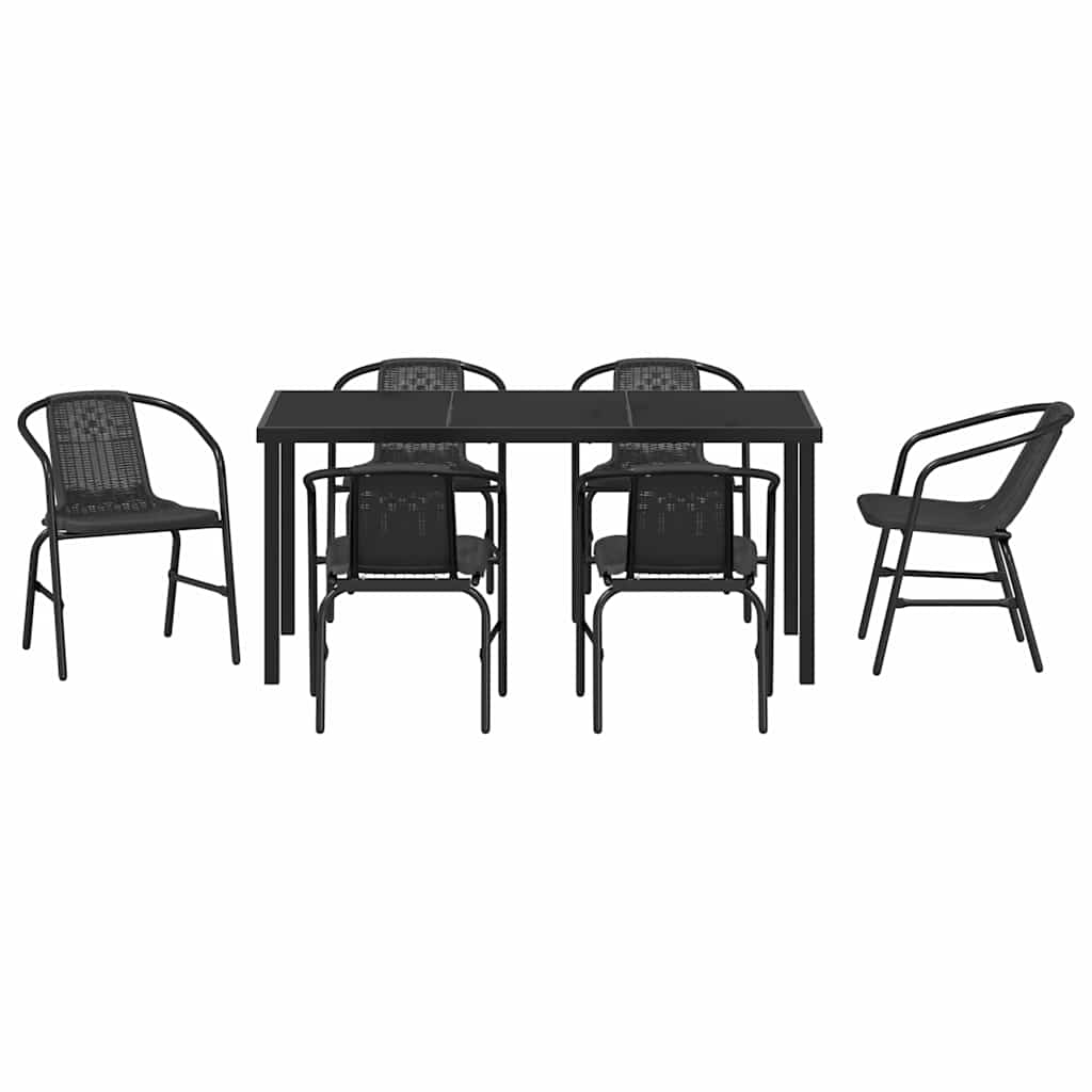 Tuin eettafelset 7 pcs Zwart Gepoedercoat staal – afbeelding 7