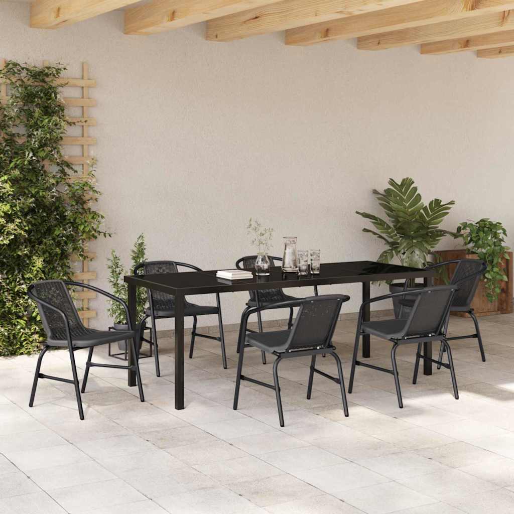 Tuin eettafelset 7 pcs Zwart Gepoedercoat staal – afbeelding 4