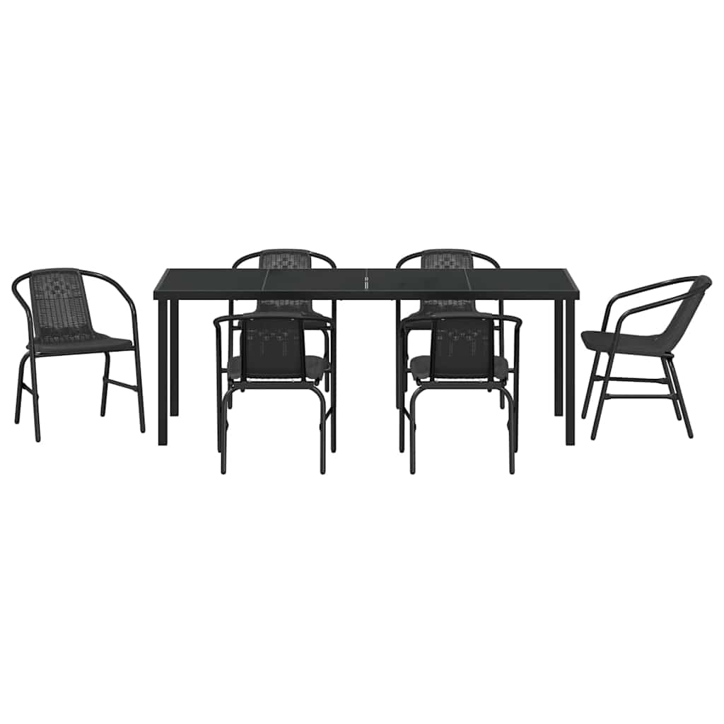 Tuin eettafelset 7 pcs Zwart Gepoedercoat staal – afbeelding 7