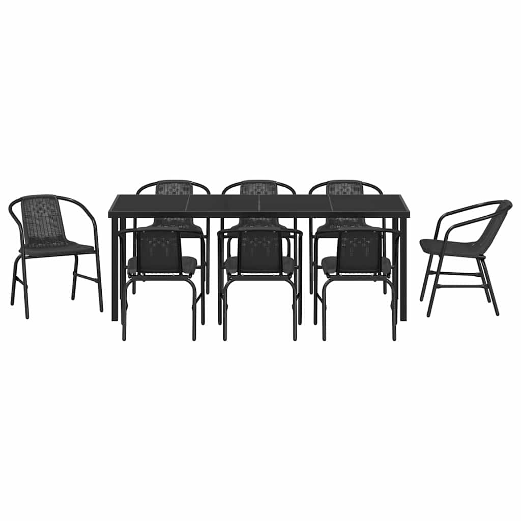 Tuin eettafelset 9 pcs Zwart Gepoedercoat staal – afbeelding 7