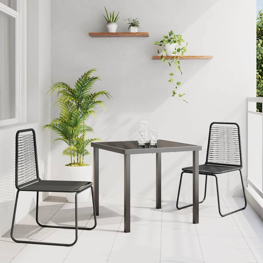 Tuin eettafelset 3 pcs Zwart Gepoedercoat staal – afbeelding 1
