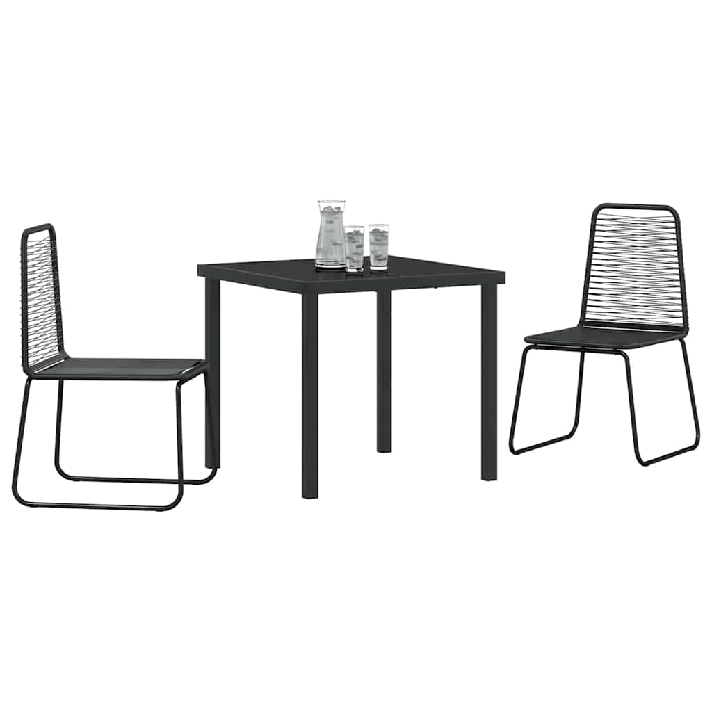 Tuin eettafelset 3 pcs Zwart Gepoedercoat staal – afbeelding 3