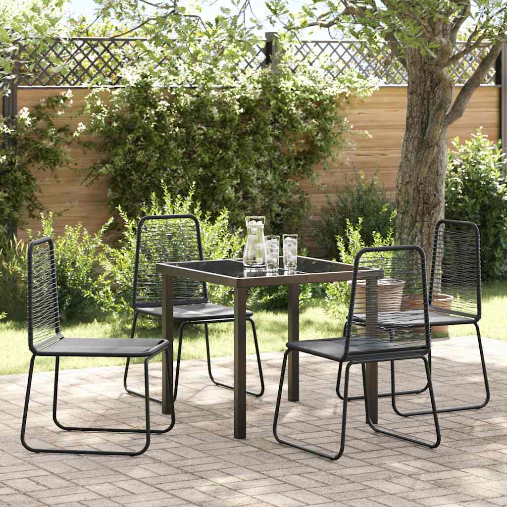 Tuin eettafelset 5 pcs Zwart Gepoedercoat staal – afbeelding 1