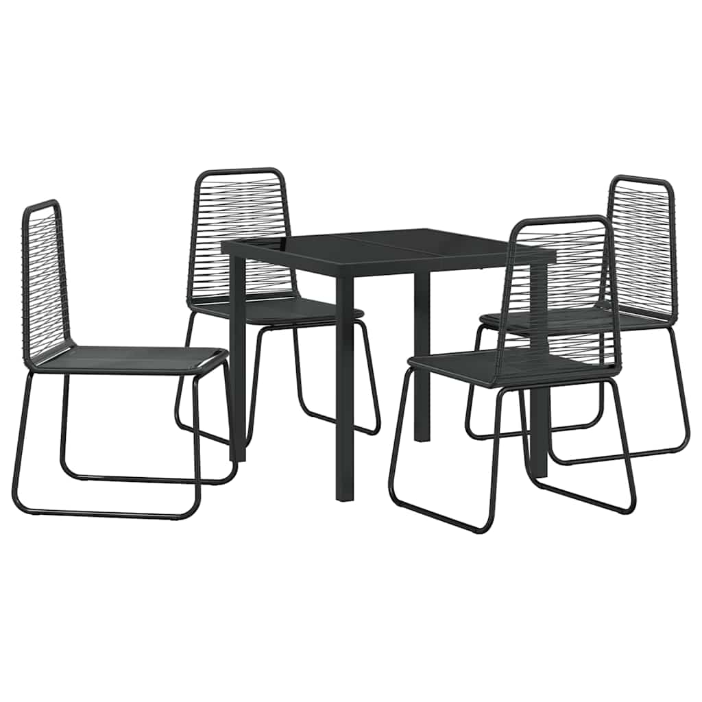 Tuin eettafelset 5 pcs Zwart Gepoedercoat staal – afbeelding 2