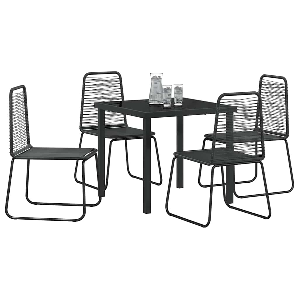 Tuin eettafelset 5 pcs Zwart Gepoedercoat staal – afbeelding 3