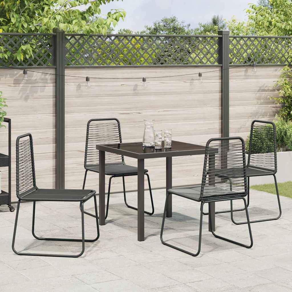 Tuin eettafelset 5 pcs Zwart Gepoedercoat staal – afbeelding 4
