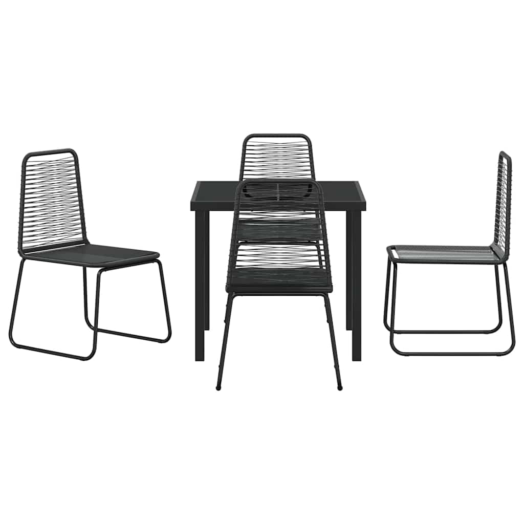 Tuin eettafelset 5 pcs Zwart Gepoedercoat staal – afbeelding 7