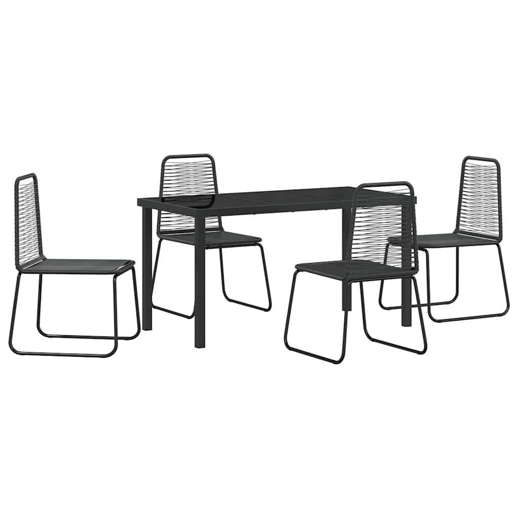 Tuin eettafelset 5 pcs Zwart Gepoedercoat staal – afbeelding 2