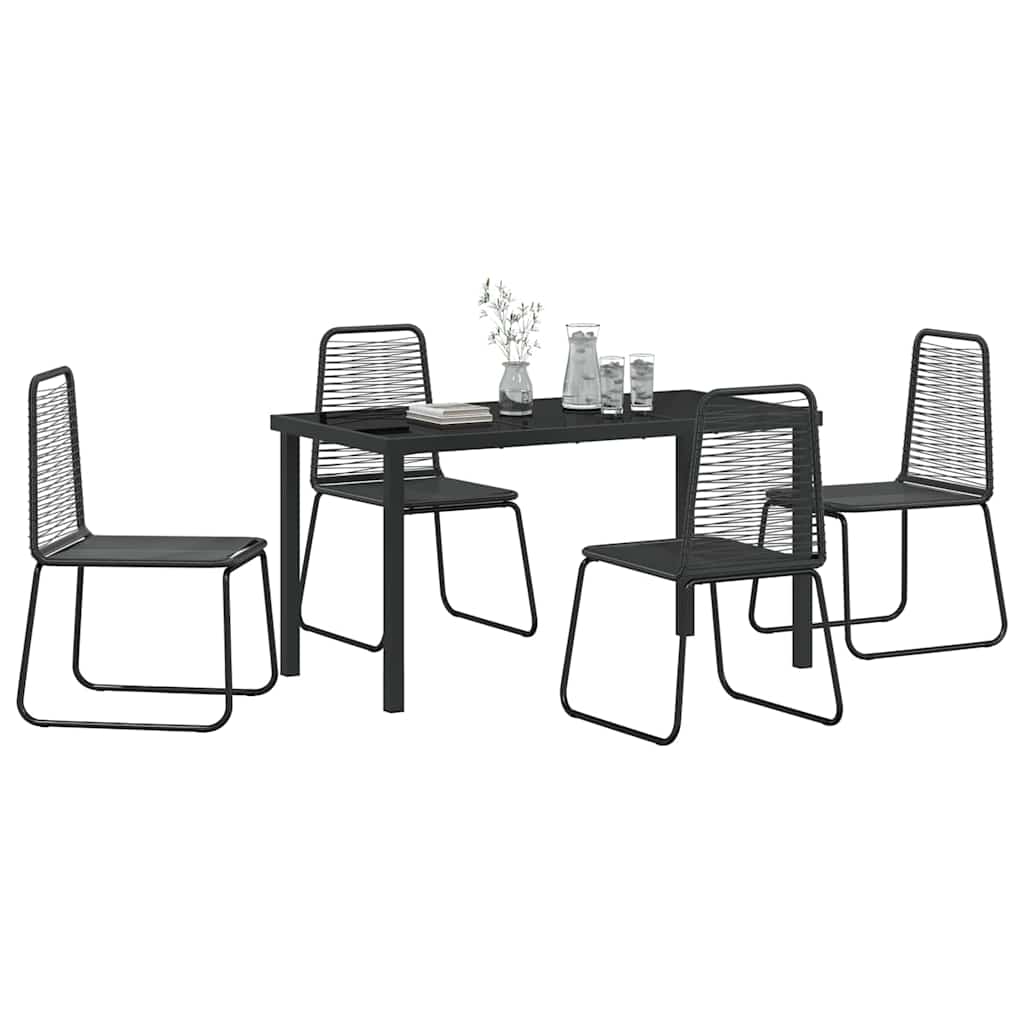 Tuin eettafelset 5 pcs Zwart Gepoedercoat staal – afbeelding 3
