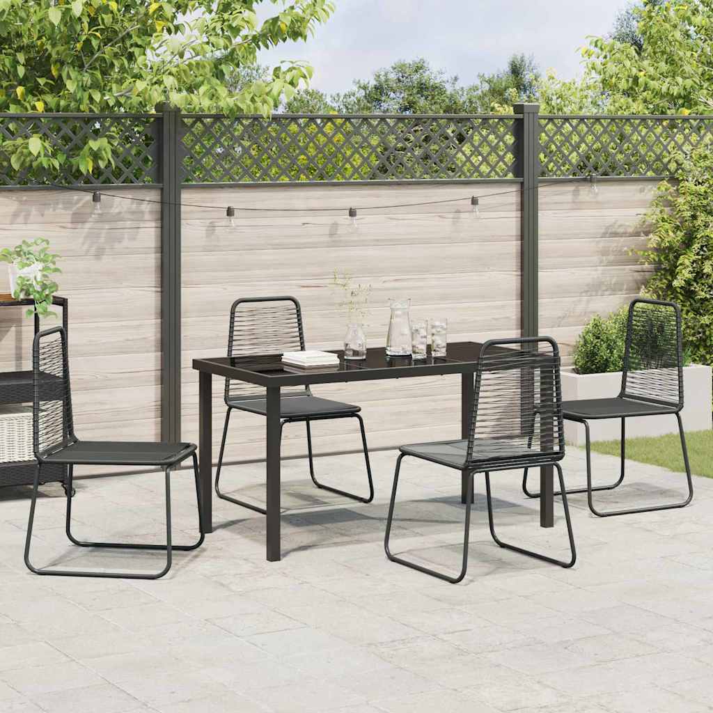 Tuin eettafelset 5 pcs Zwart Gepoedercoat staal – afbeelding 4
