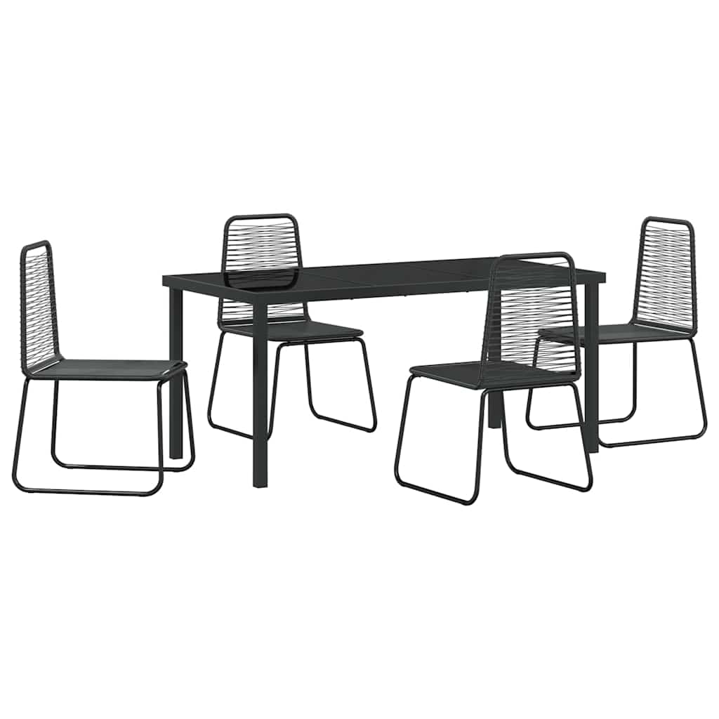 Tuin eettafelset 5 pcs Zwart Gepoedercoat staal – afbeelding 2