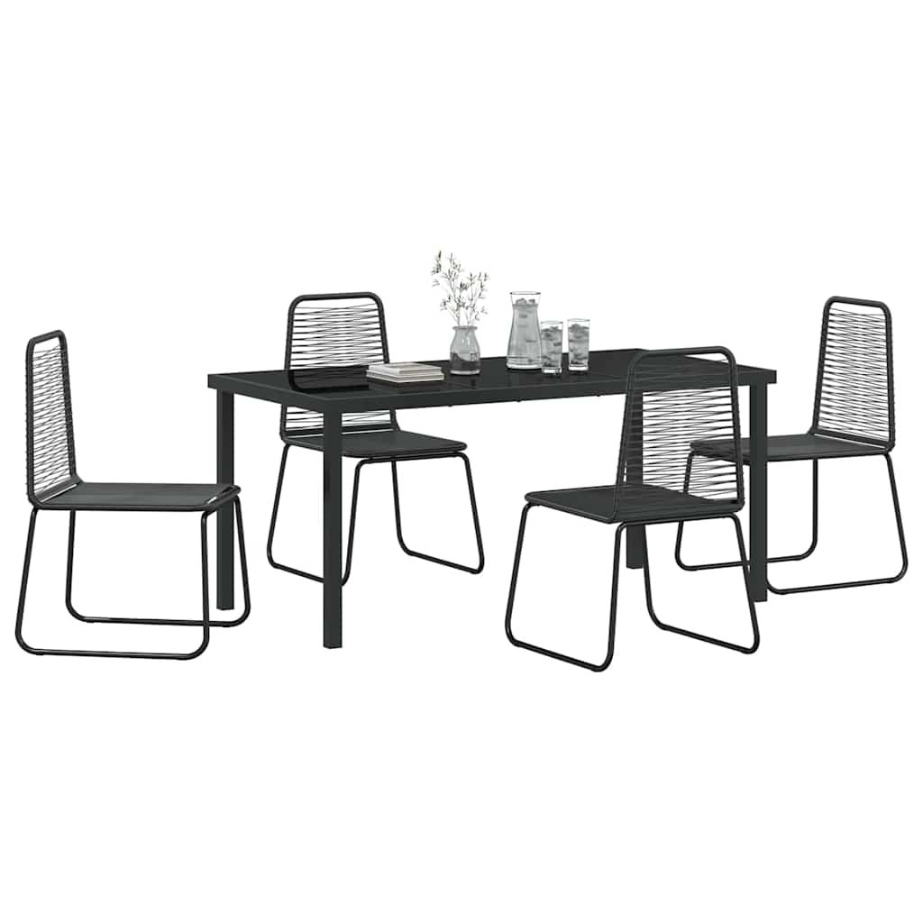 Tuin eettafelset 5 pcs Zwart Gepoedercoat staal – afbeelding 3