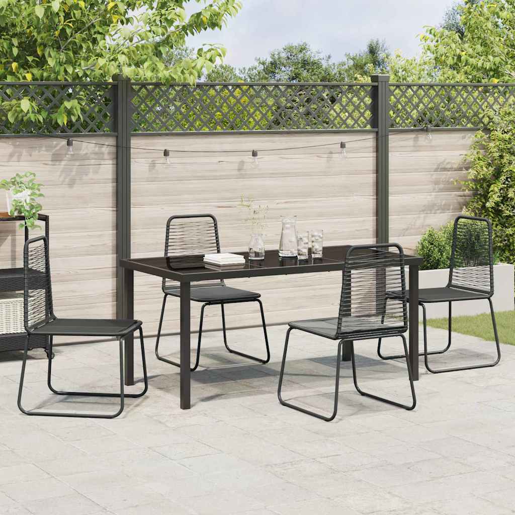 Tuin eettafelset 5 pcs Zwart Gepoedercoat staal – afbeelding 4