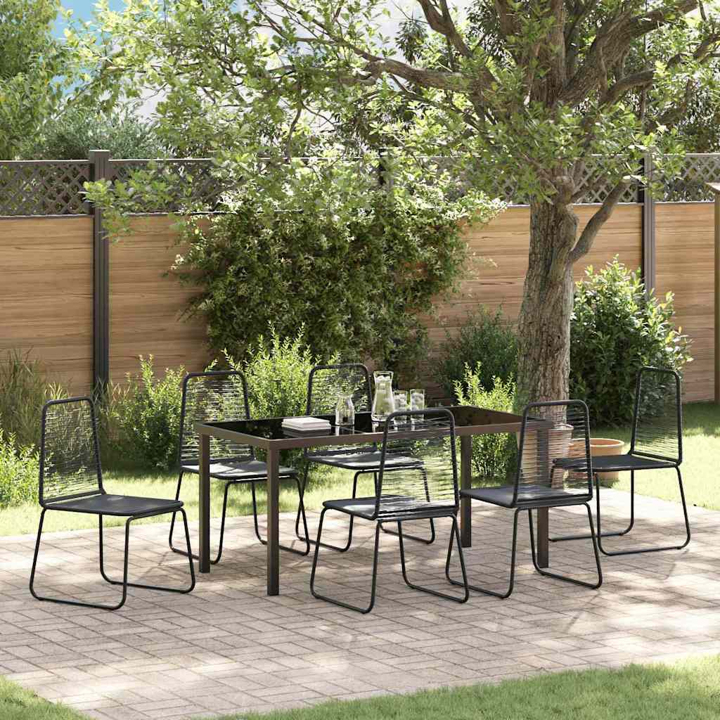 Tuin eettafelset 7 pcs Zwart Gepoedercoat staal – afbeelding 1