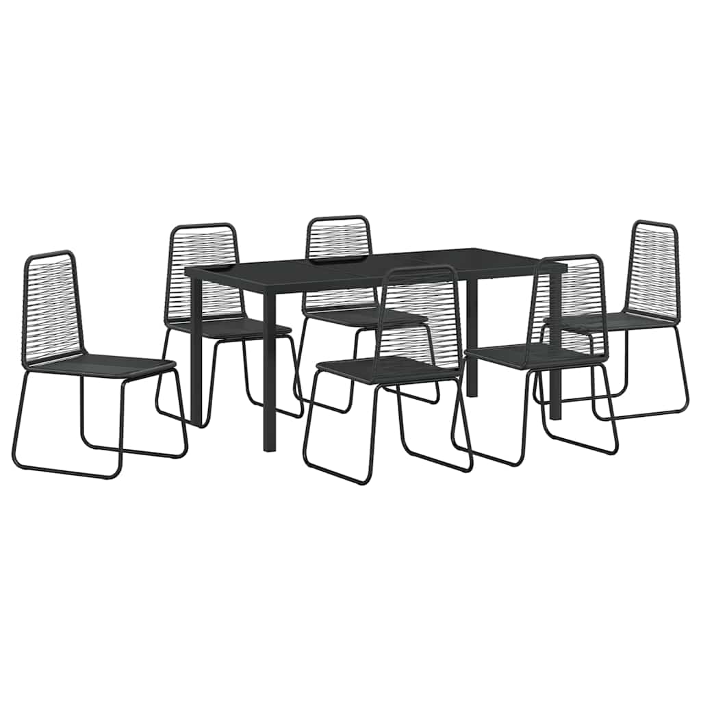 Tuin eettafelset 7 pcs Zwart Gepoedercoat staal – afbeelding 2