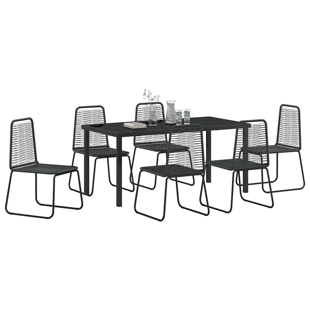 Tuin eettafelset 7 pcs Zwart Gepoedercoat staal – afbeelding 3