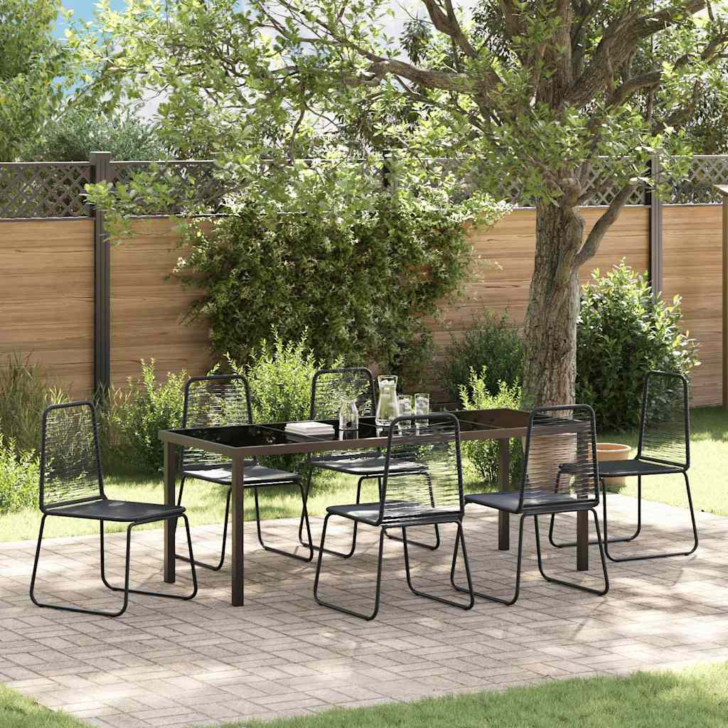 Tuin eettafelset 7 pcs Zwart Gepoedercoat staal – afbeelding 1
