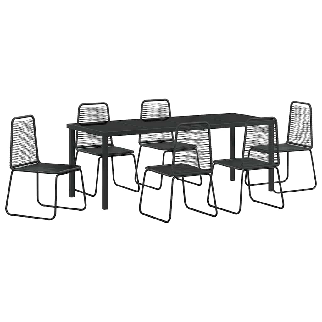 Tuin eettafelset 7 pcs Zwart Gepoedercoat staal – afbeelding 2