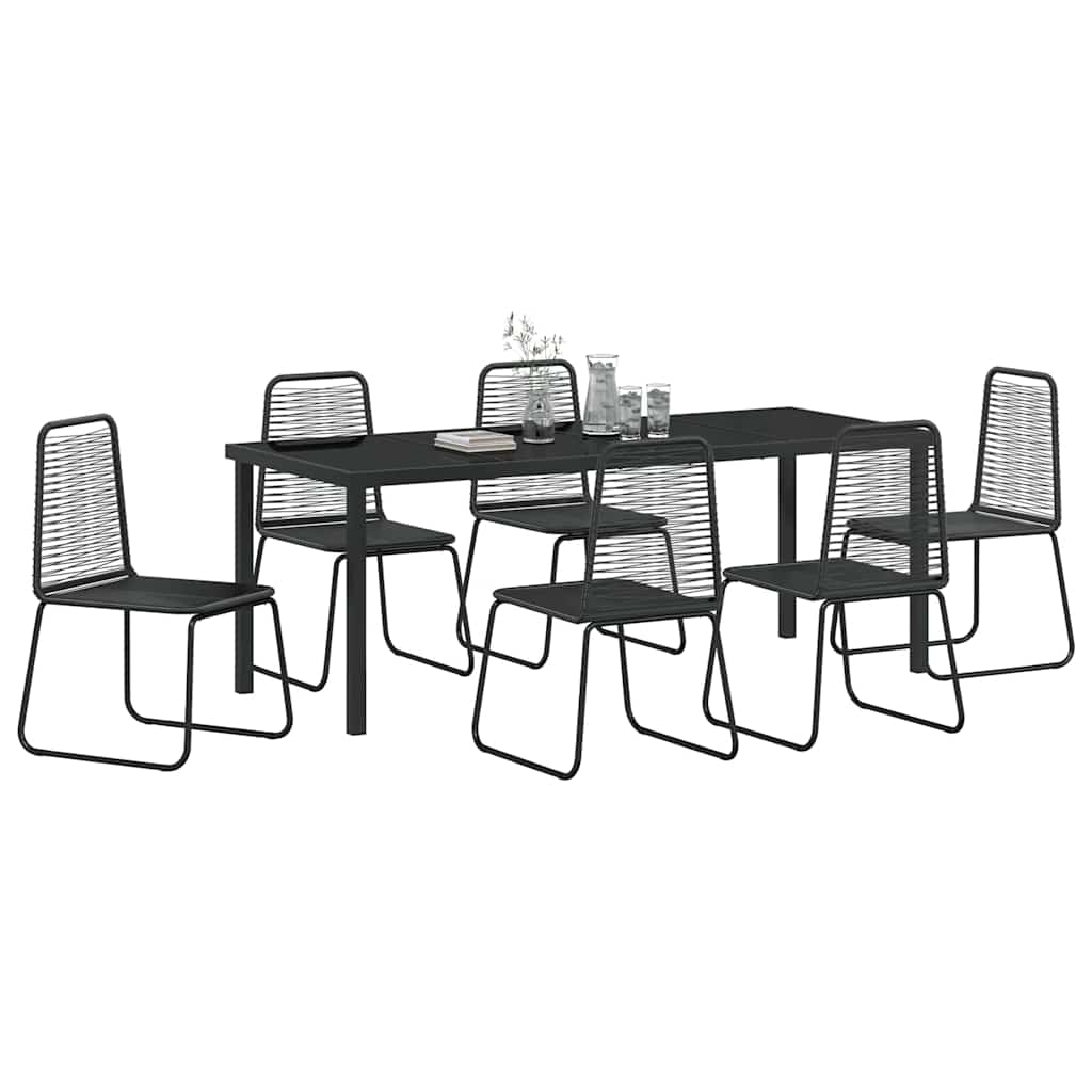 Tuin eettafelset 7 pcs Zwart Gepoedercoat staal – afbeelding 3