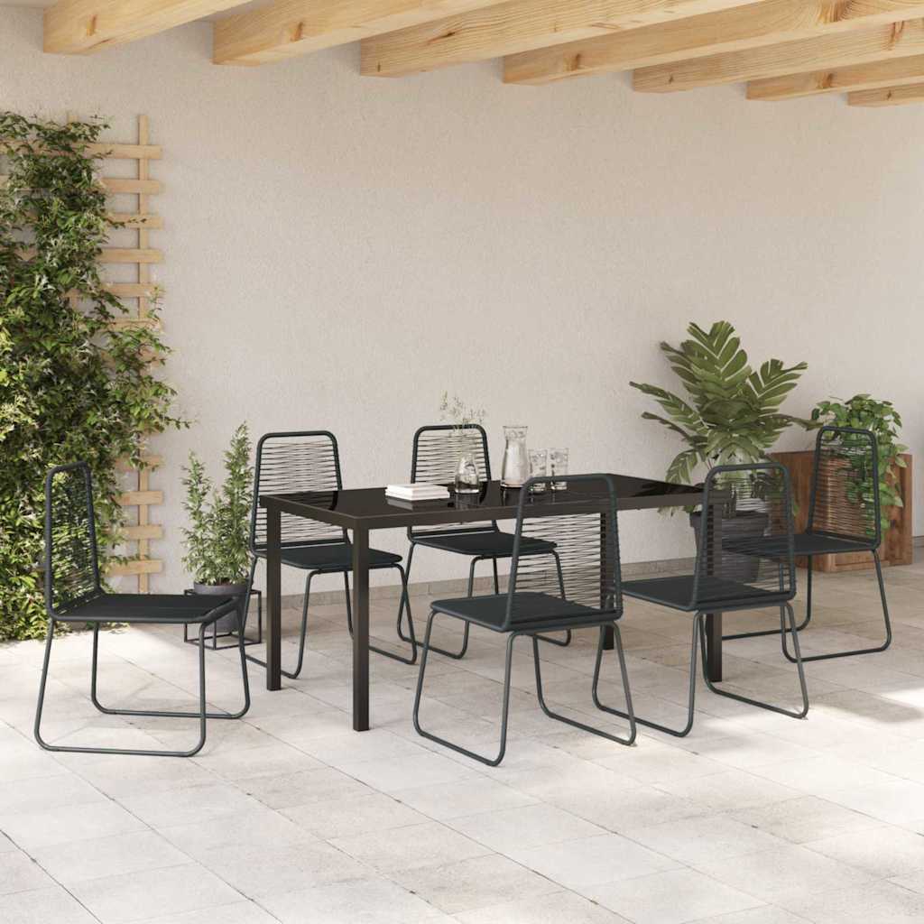 Tuin eettafelset 7 pcs Zwart Gepoedercoat staal – afbeelding 4