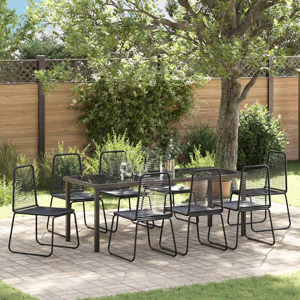 Tuin eettafelset 9 pcs Zwart Gepoedercoat staal – afbeelding 1