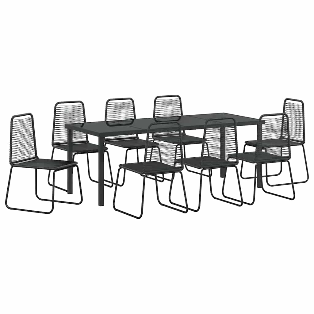 Tuin eettafelset 9 pcs Zwart Gepoedercoat staal – afbeelding 2
