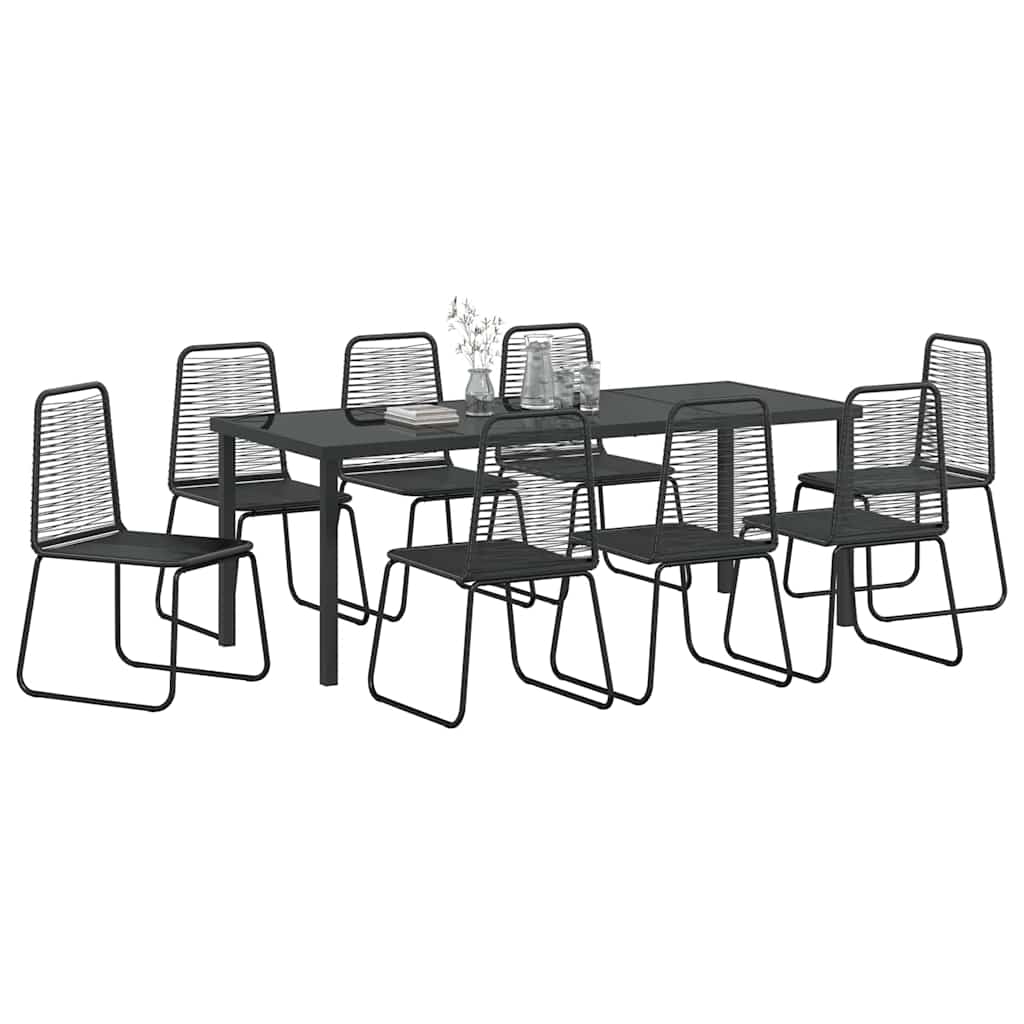 Tuin eettafelset 9 pcs Zwart Gepoedercoat staal – afbeelding 3