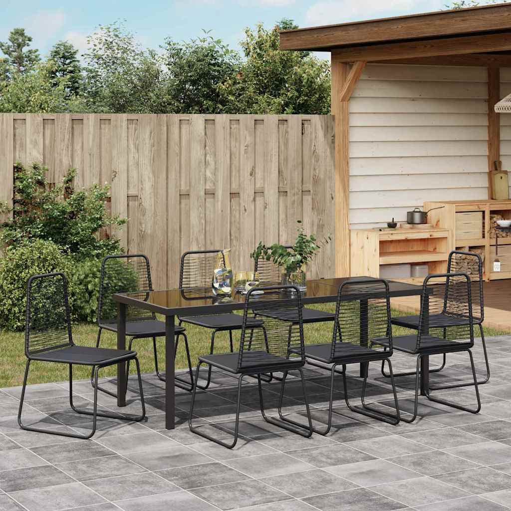 Tuin eettafelset 9 pcs Zwart Gepoedercoat staal – afbeelding 4