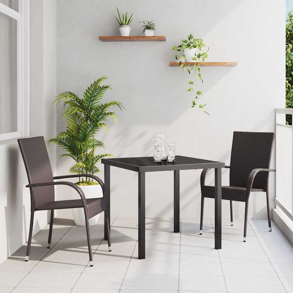Tuin eettafelset 3 pcs Bruin Gepoedercoat staal – afbeelding 1