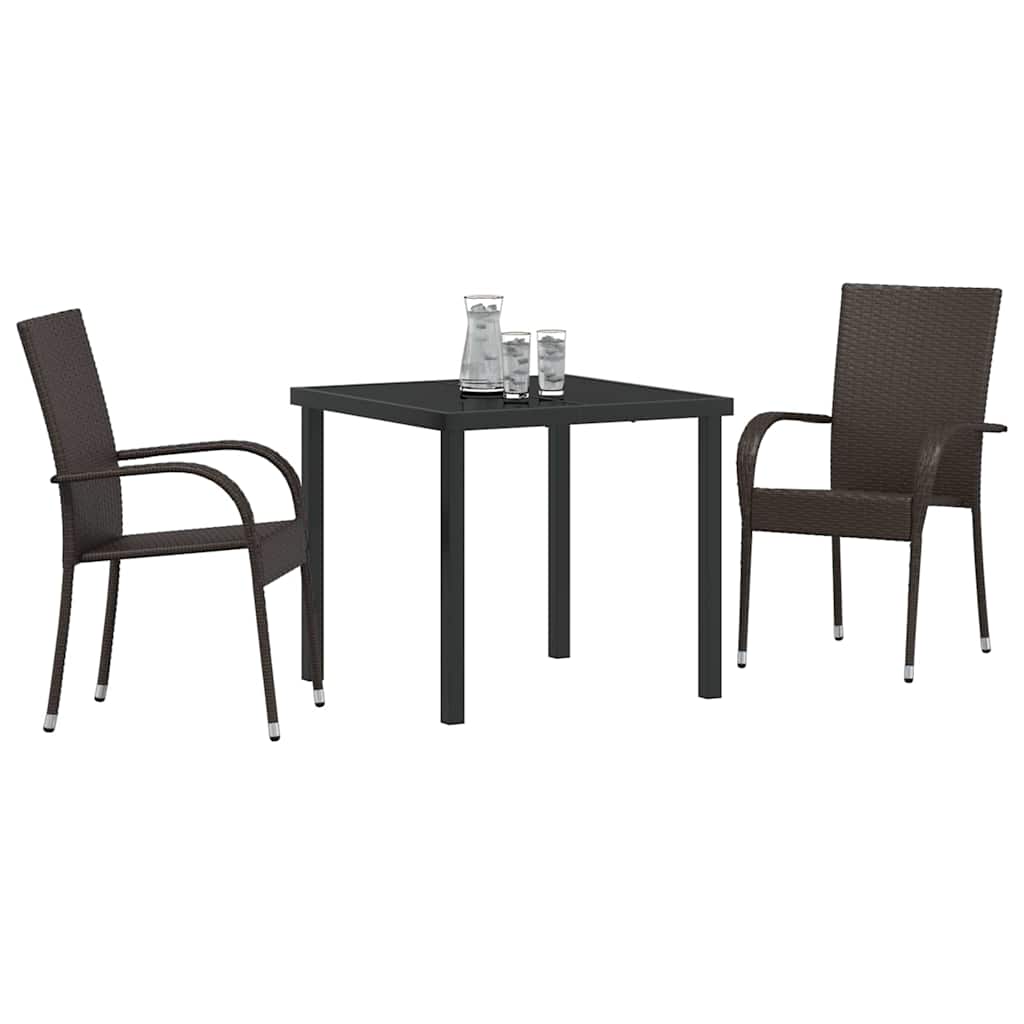 Tuin eettafelset 3 pcs Bruin Gepoedercoat staal – afbeelding 3